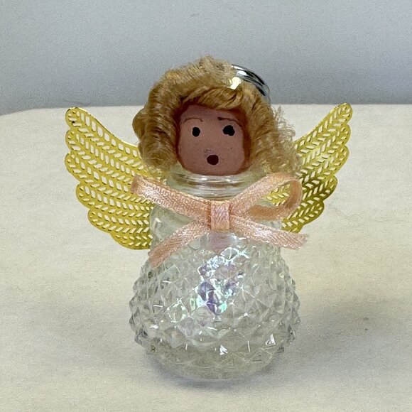 Set Of 3 Vintage Kitchen Angel Salt and Pepper Shakers Glass Handmade 2.5"-5" - Picture 3 of 13